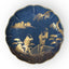 Assiette en porcelaine japonaise XVIIIe siècle, fond bleu cobalt et décor européen en or, ère Tenmei