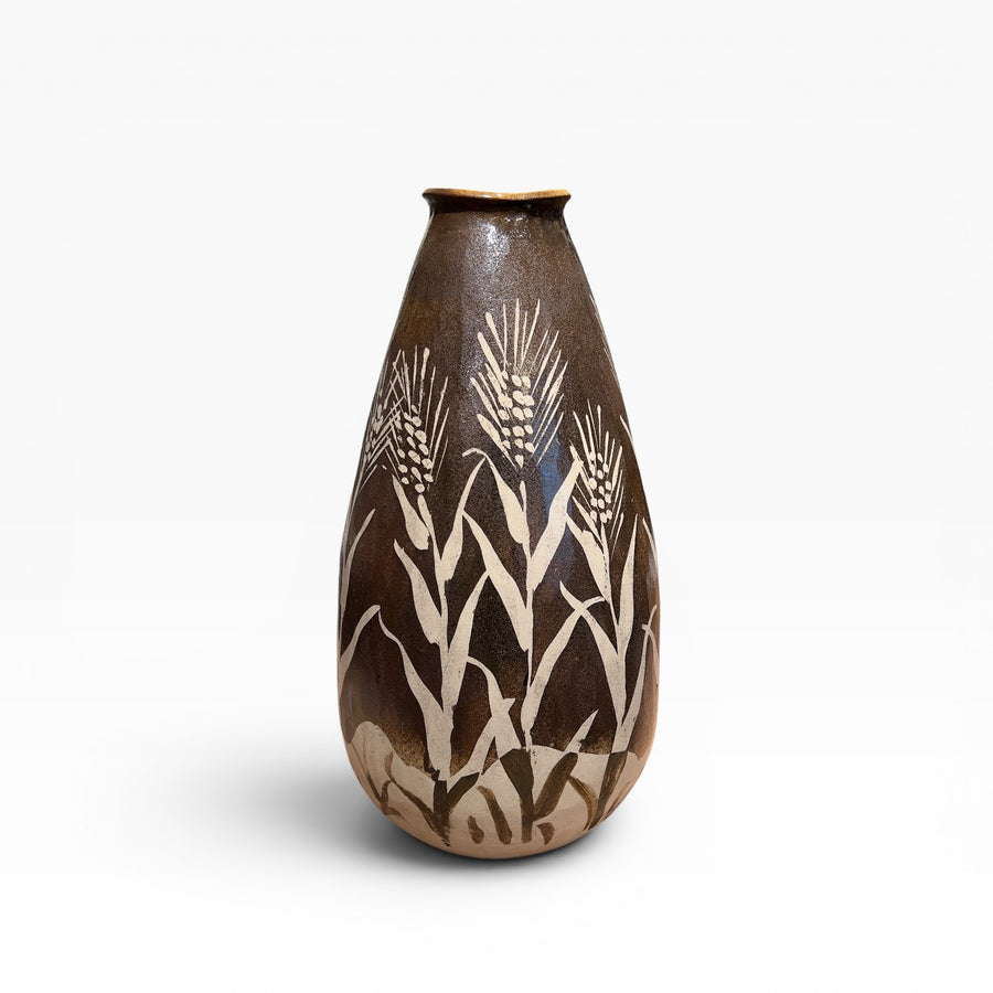 Grand vase aux épis, Kashiwagama, par Bandō Tōho, 1991