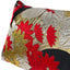 Détail du brocard Nishijin, fleurs rouges et feuilles argentées sur fond or et noir