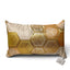 Coussin Sinapango Interiors Paris en soierie Nishijin a decor de cristaux de glace, detoure sur fond blanc, tons creme et or