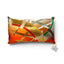 Coussin en tissage Nishijin orange à décor de rubans, face principale