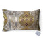 Coussin Sinapango Interiors Paris en obi Nishijin japonais des annees 1970, bandes metallisees, guirlandes de fleurs et motif geometrique central
