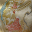 Detail du tissage Nishijin ancien, fil d or et soie, fleurs de paulownia et motifs proches du chrysantheme