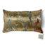 Coussin Sinapango Interiors Paris en obi Nishijin ancien des annees 1950, soie et fil d or, decor de paulownia et chrysanthemes sur vagues geometriques