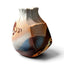 Vase en grès de type Mino par Kato Toyohisa, profil avec reliefs et glaçures brunes et bleues