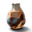 Vase en grès de type Mino par Kato Toyohisa, arrière avec plage bleu grisé et glaçure brune